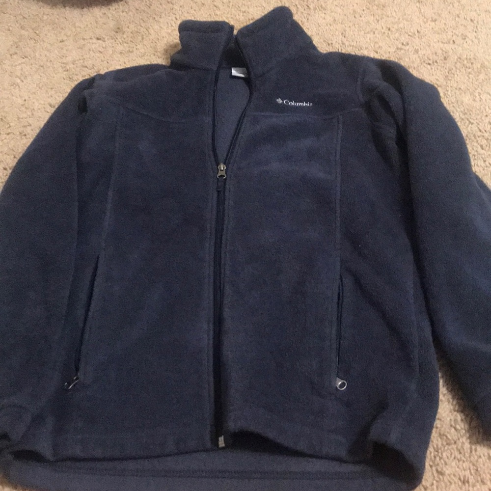 navy blue columbia zip up jacket